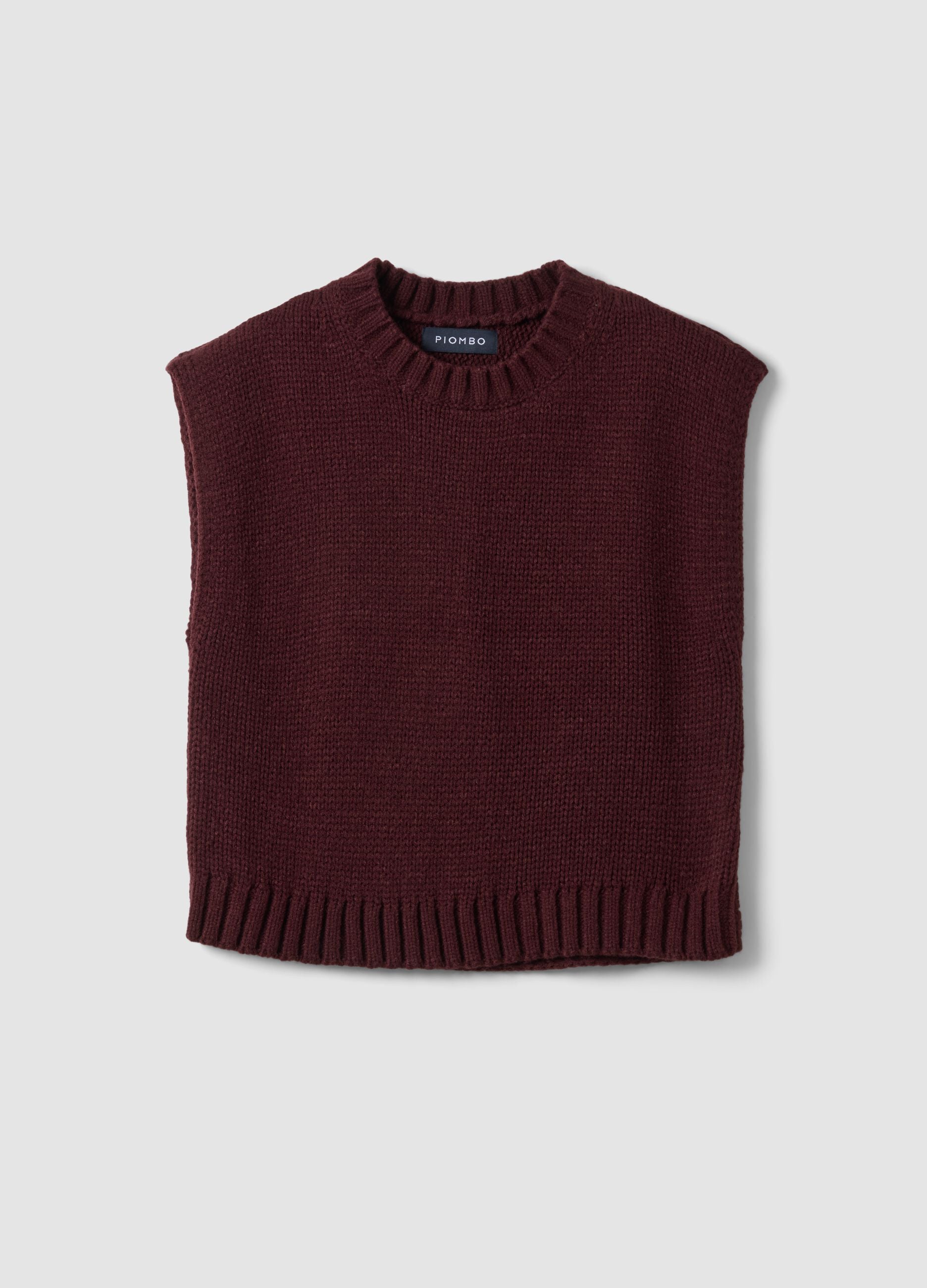 Red crew-neck wool-blend vest in oversized fit