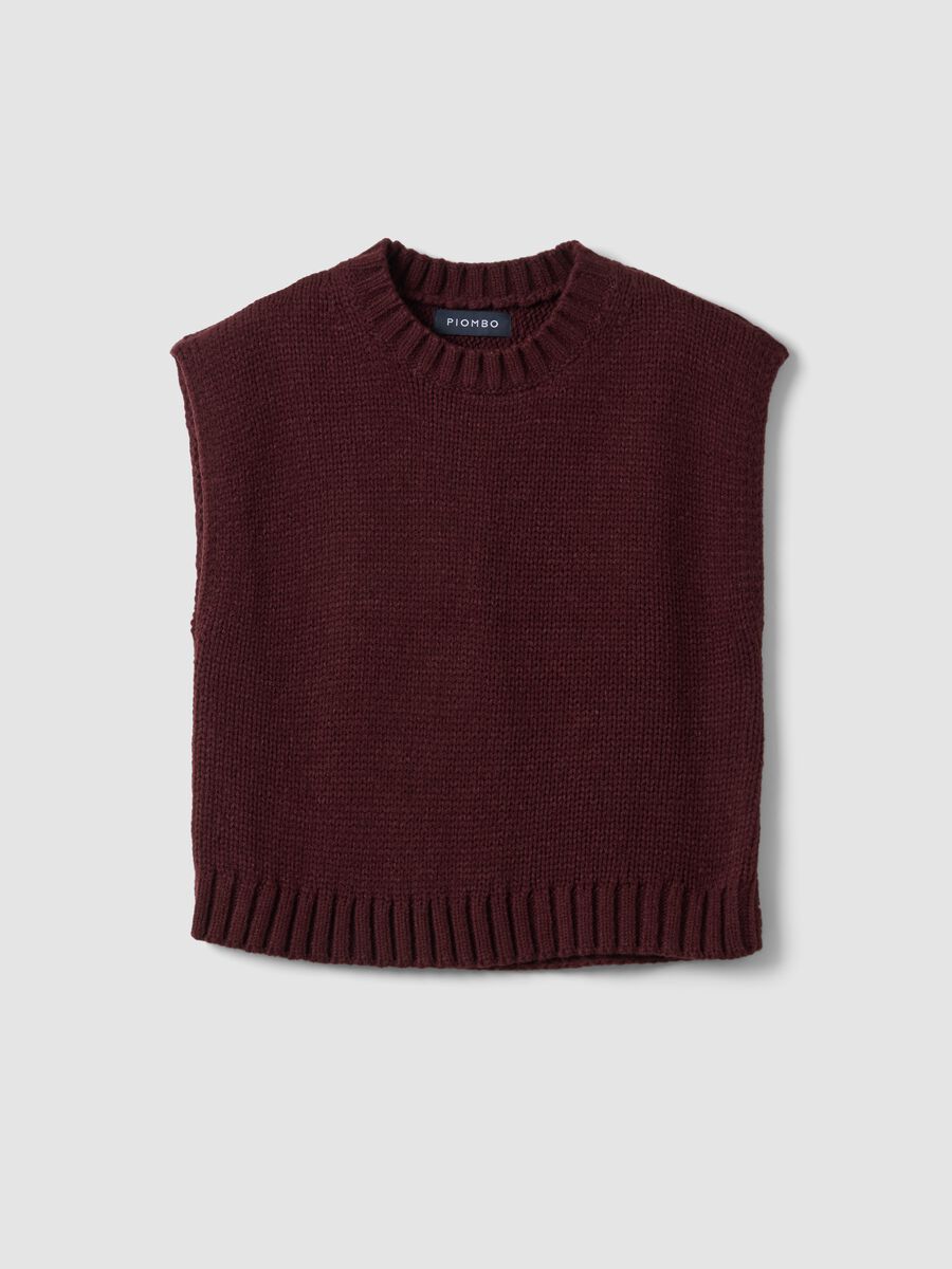 Red crew-neck wool-blend vest in oversized fit_0