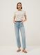 Blue straight regular fit denim jeans in pure cotton_0