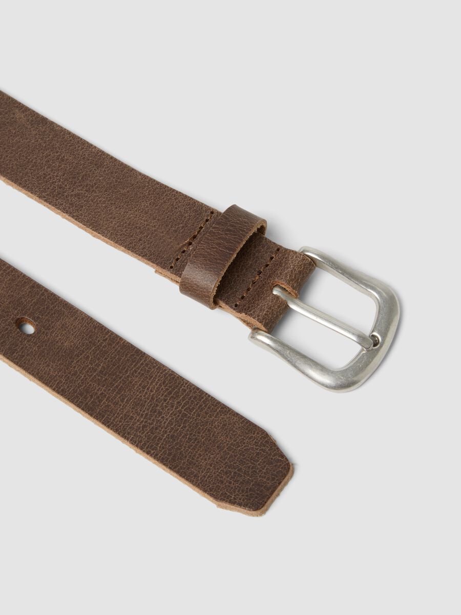 Cintura marrone in vera pelle con fibbia in metallo_1