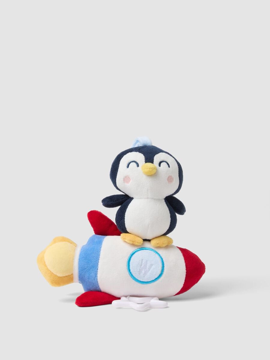 Blue rocket musical mobile with penguin_0
