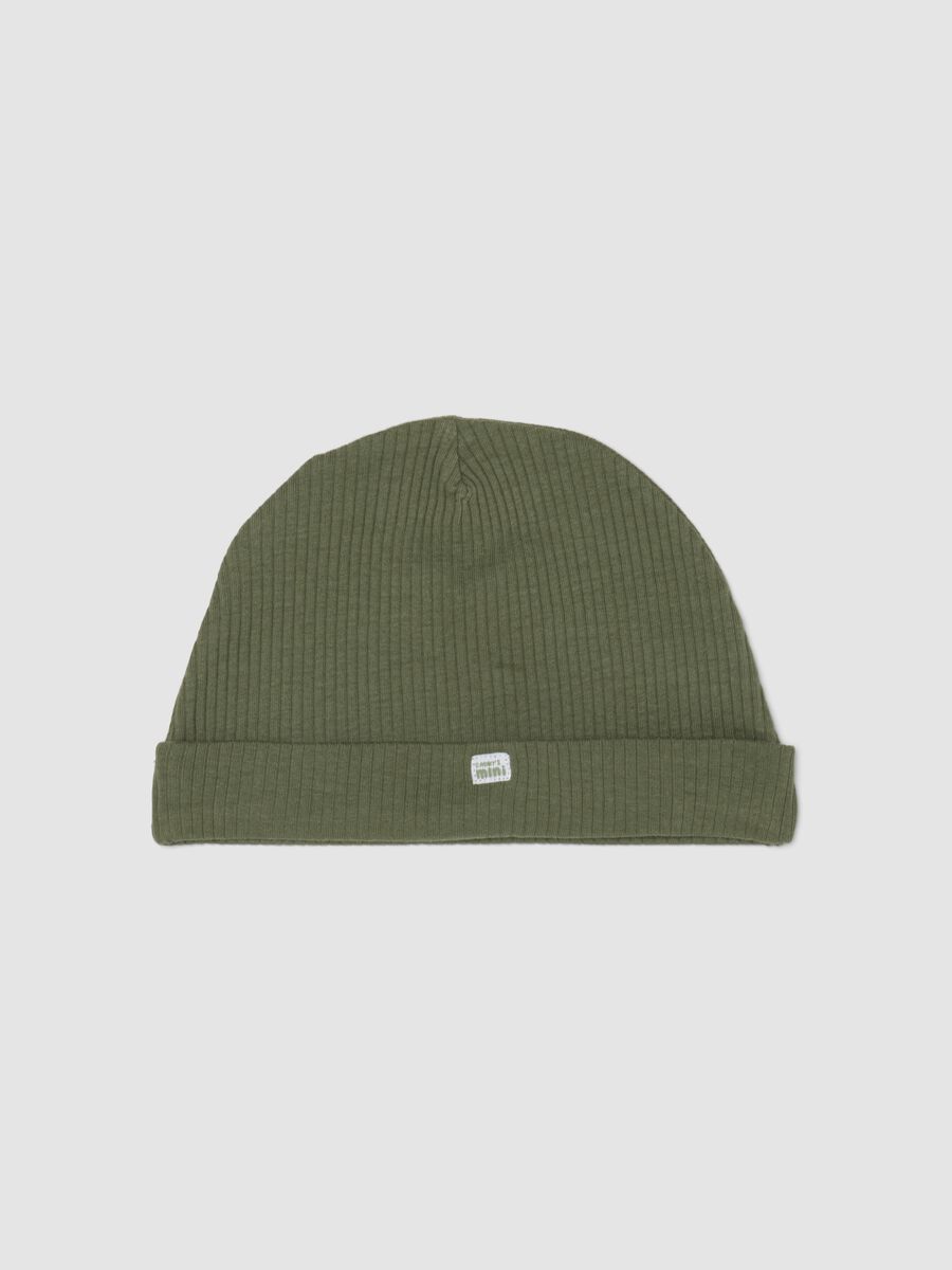 Green ribbed organic cotton baby hat_0
