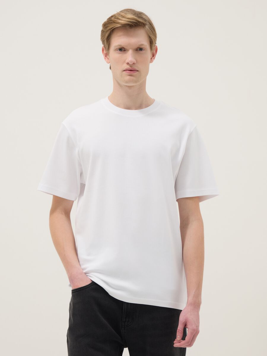 White Iconic Tee T-shirt in pure cotton relaxed fit_0