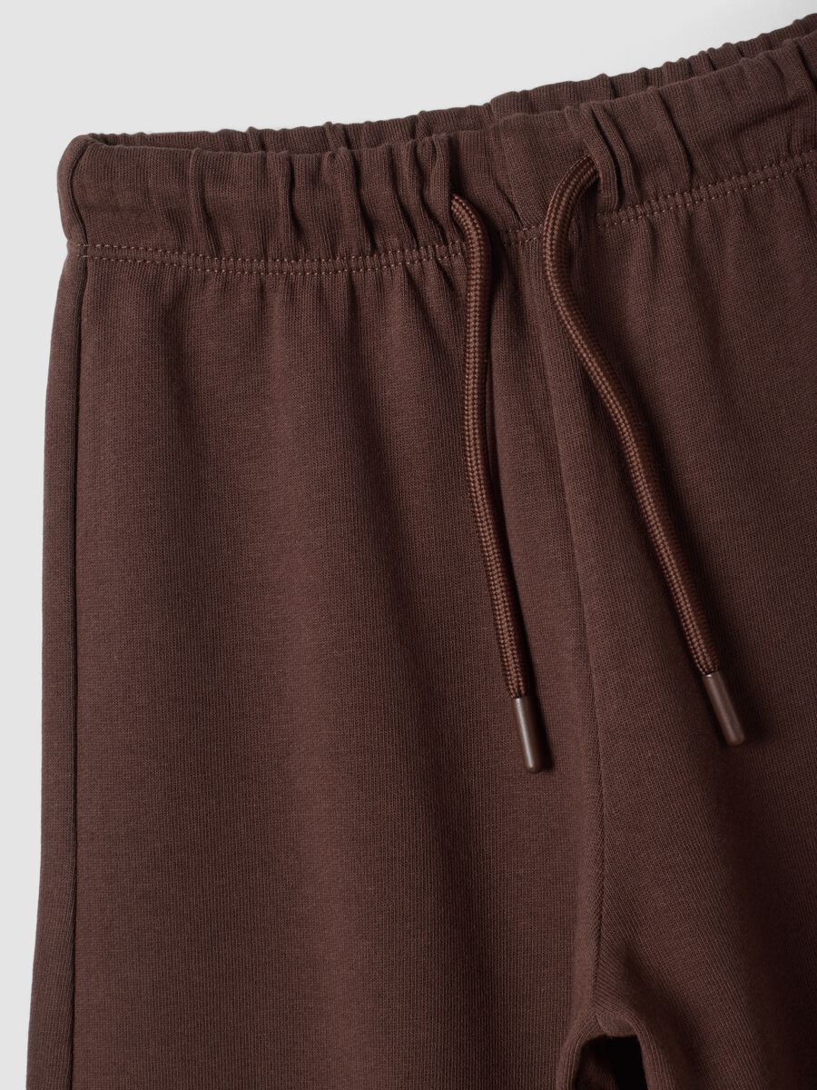 Brown wide-leg pure cotton trousers_2