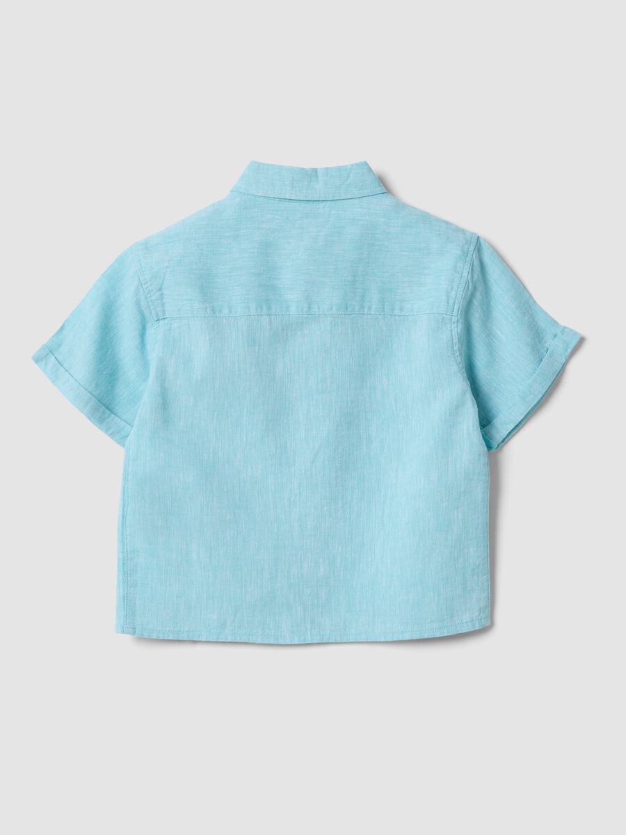 Camicia azzurra in misto lino e cotone da bimbo regular fit_1