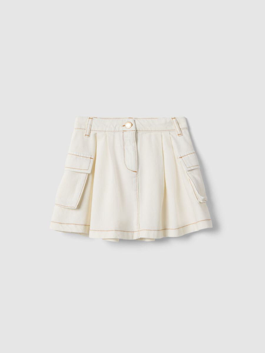White pure cotton skirt regular fit with pockets for girls_0