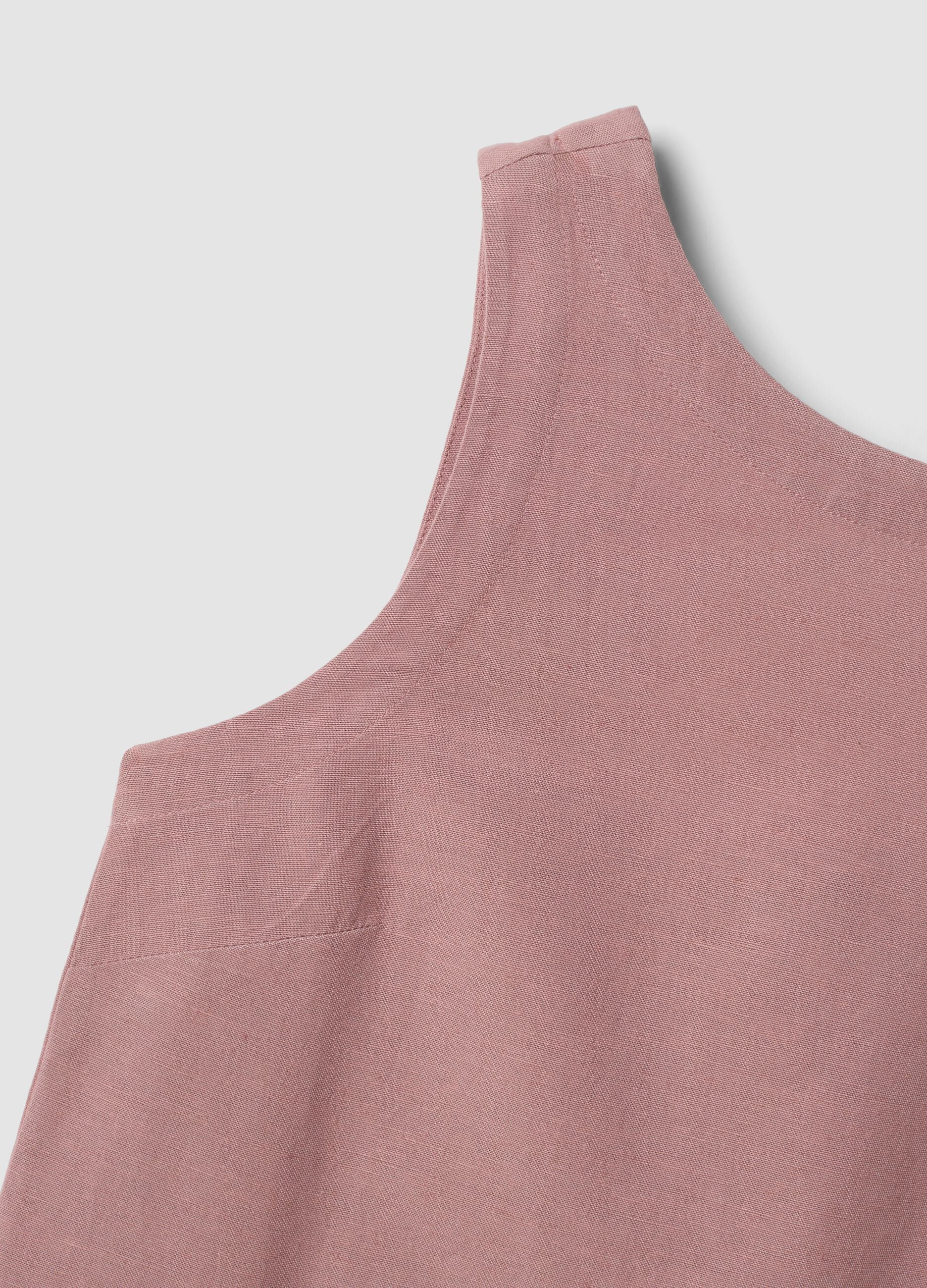 Pink regular-fit dress in a viscose, cotton and linen blend