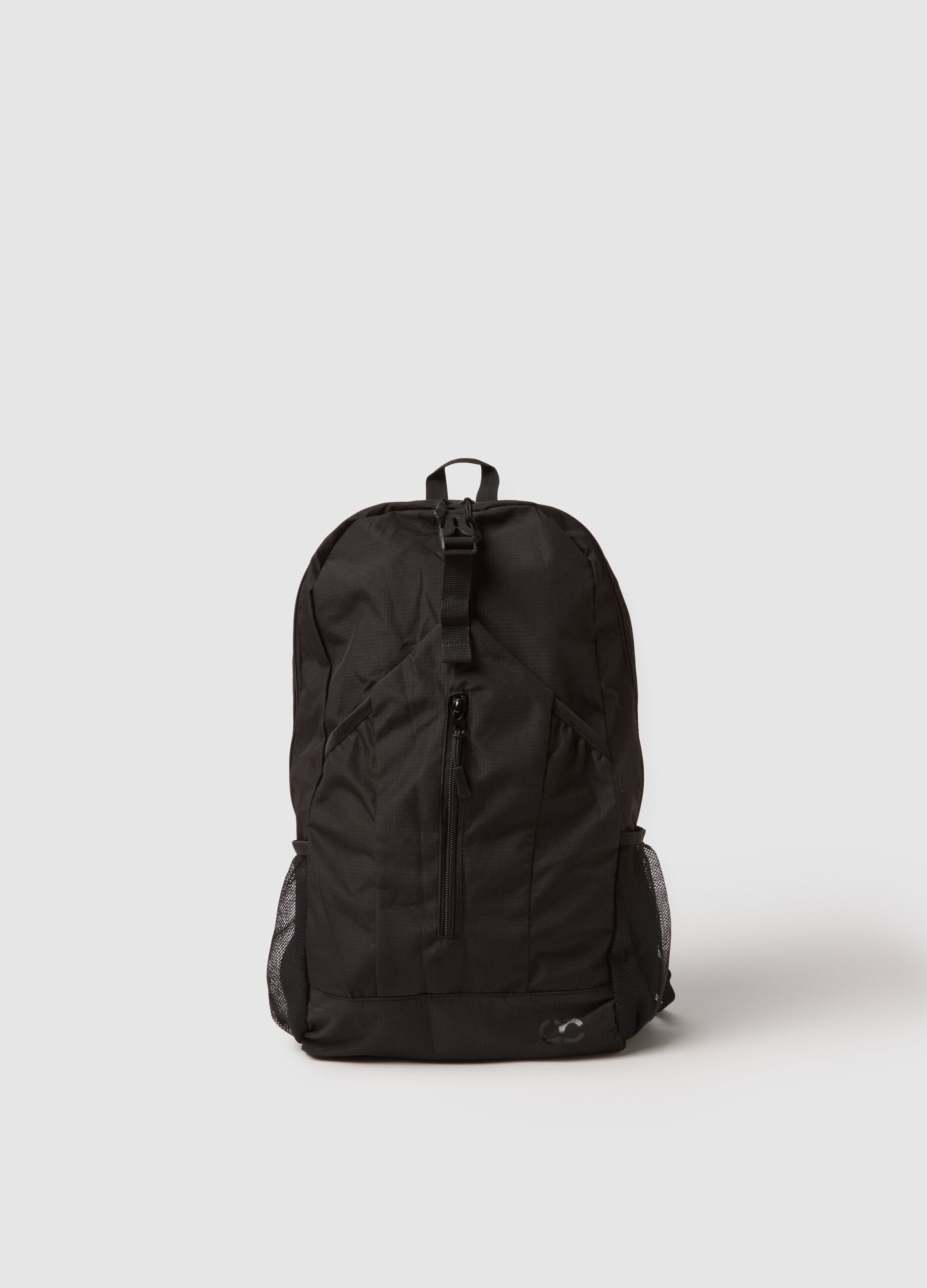 Foldable black sports backpack with adjustable shoulder straps