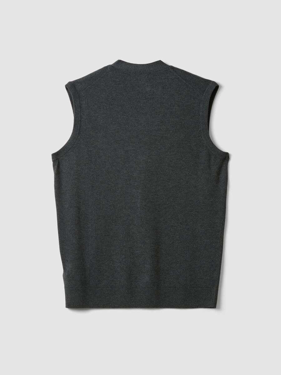 Grey viscose-blend waistcoat with deep V-neck regular fit_1