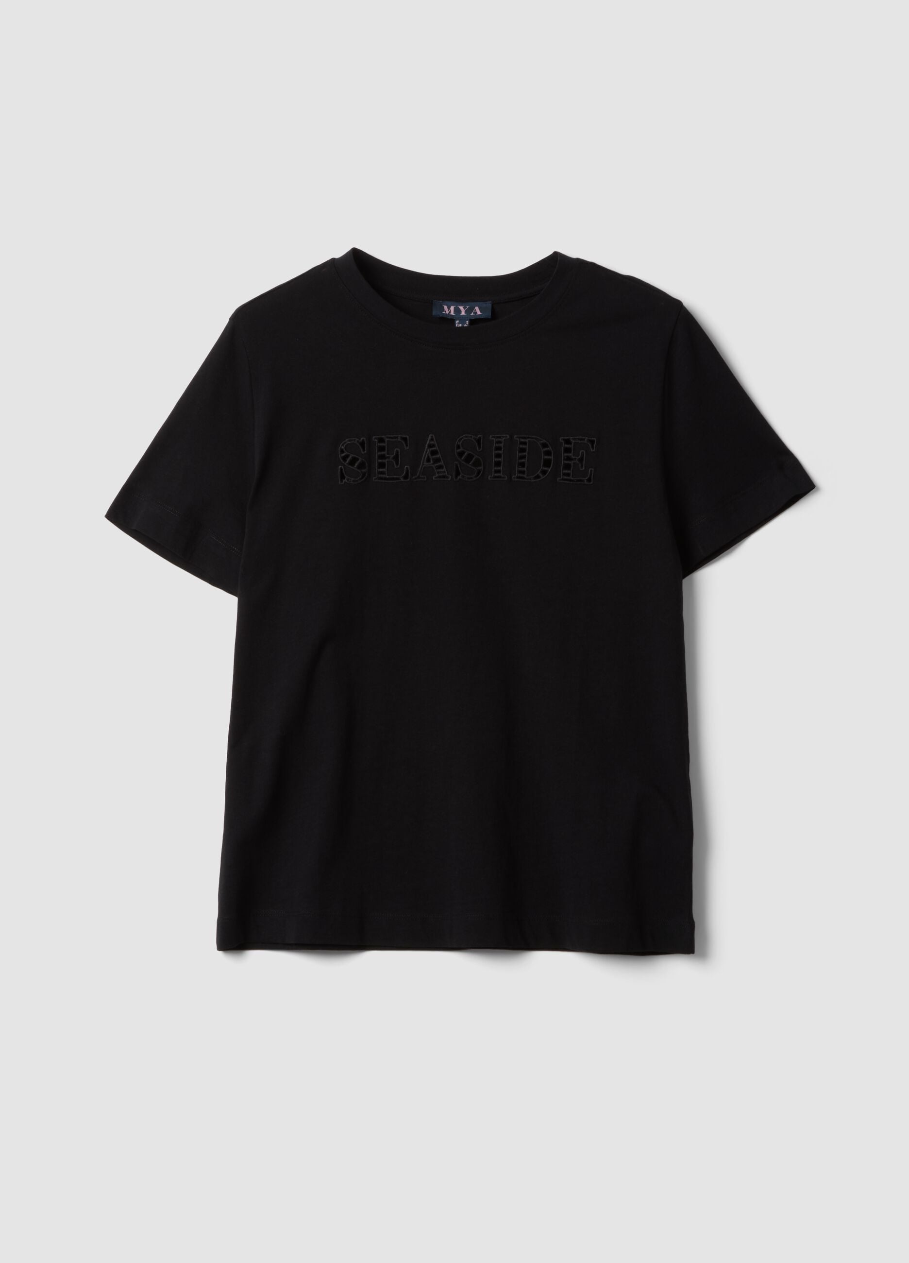 Black pure cotton short-sleeve T-shirt