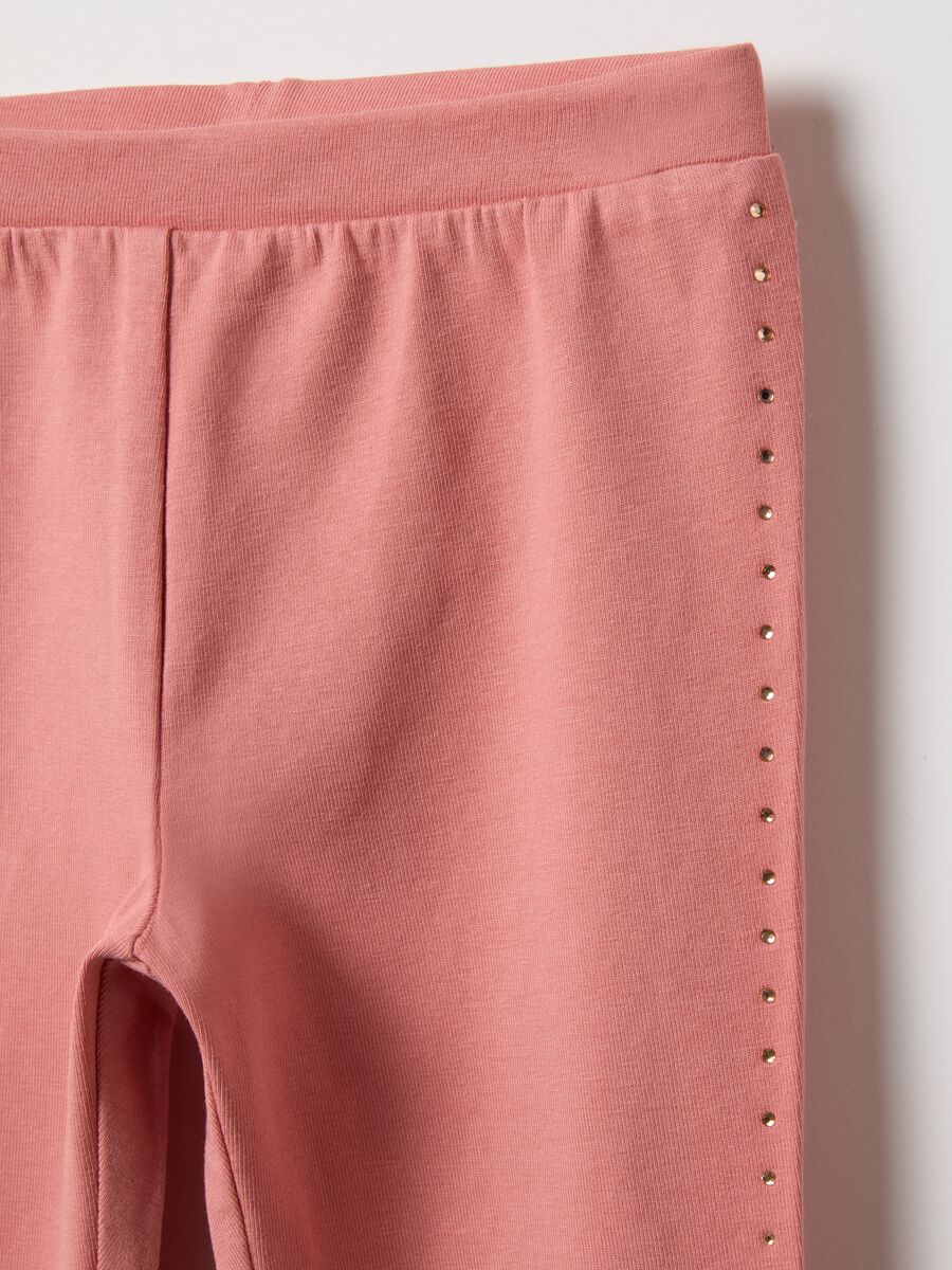 Girls' Slim Fit Pink Stretch Cotton Leggings_2