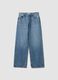 Light Blue Denim Wide-Leg Jeans in 100% Cotton_4