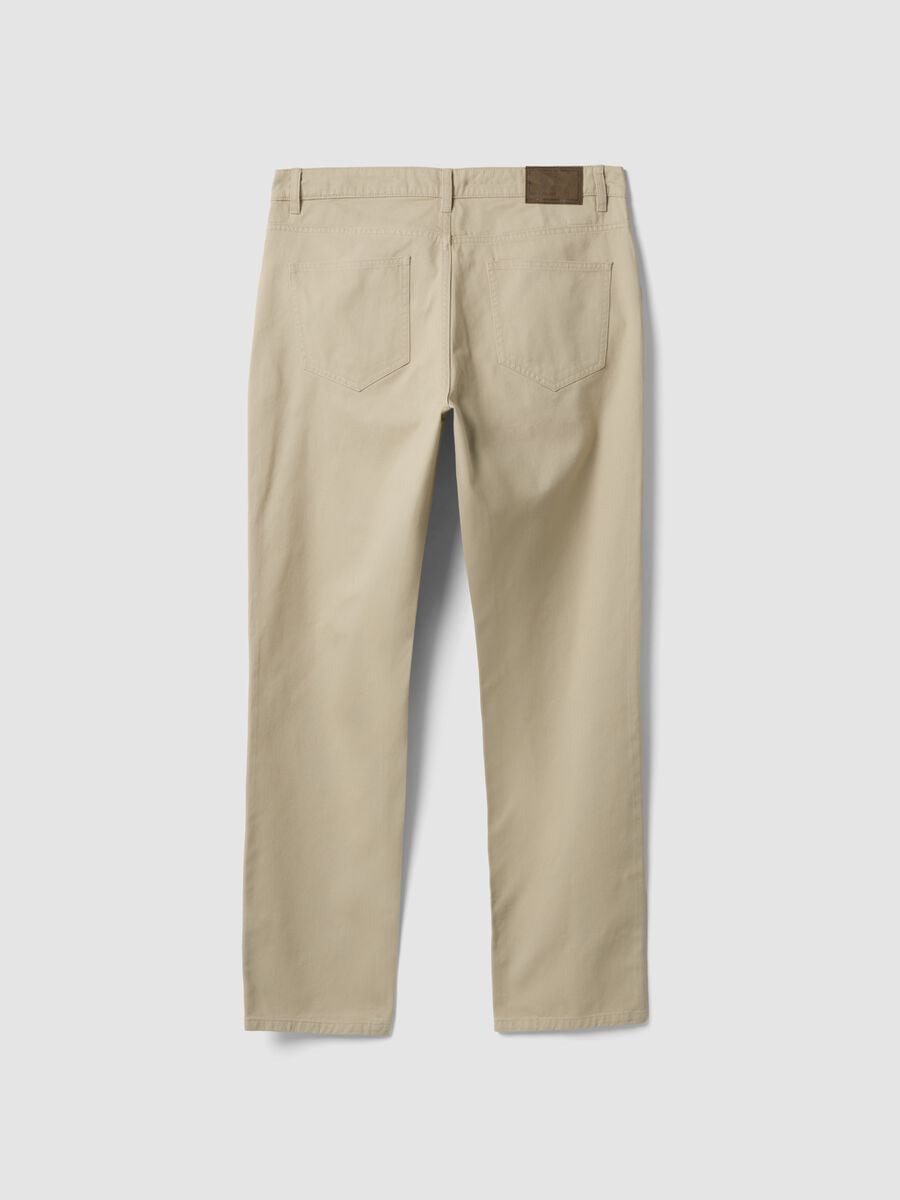Beige pure cotton five-pocket trousers_5