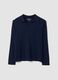 Blue viscose-blend polo-collar jumper with relaxed fit_0