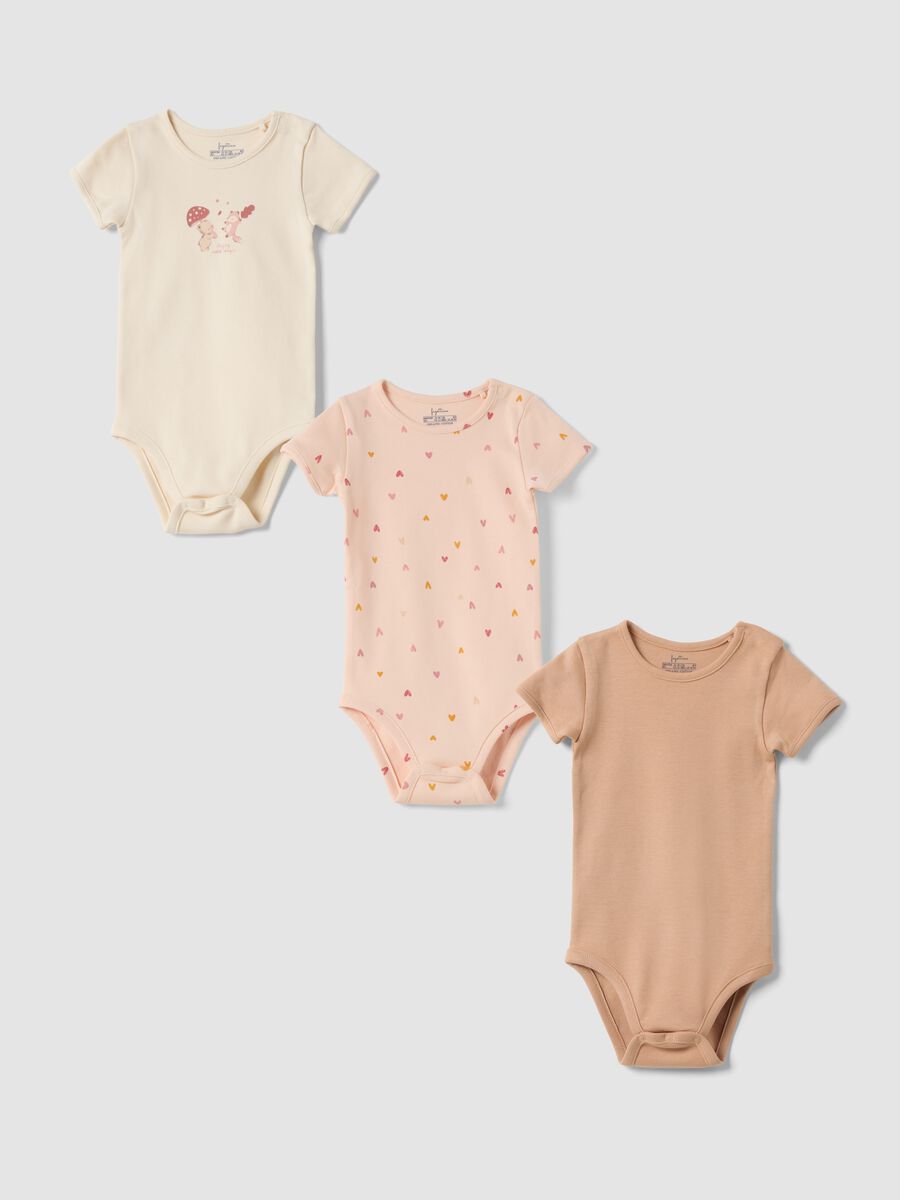 Three-pack of pink organic cotton crew-neck bodysuits_0