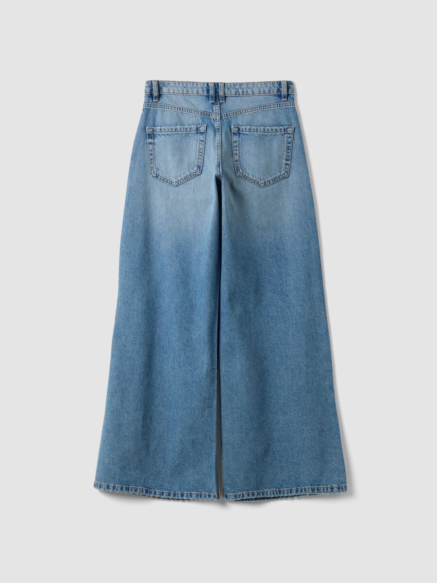 Light Blue Low-Rise Pure Cotton Wide-Leg Jeans_6
