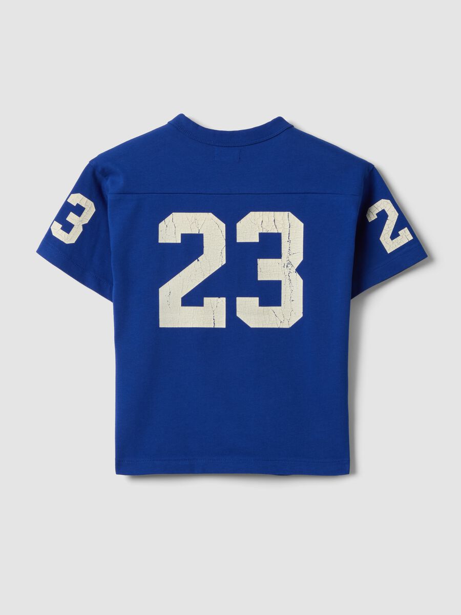 Children's oversized blue pure cotton T-shirt with prints_4