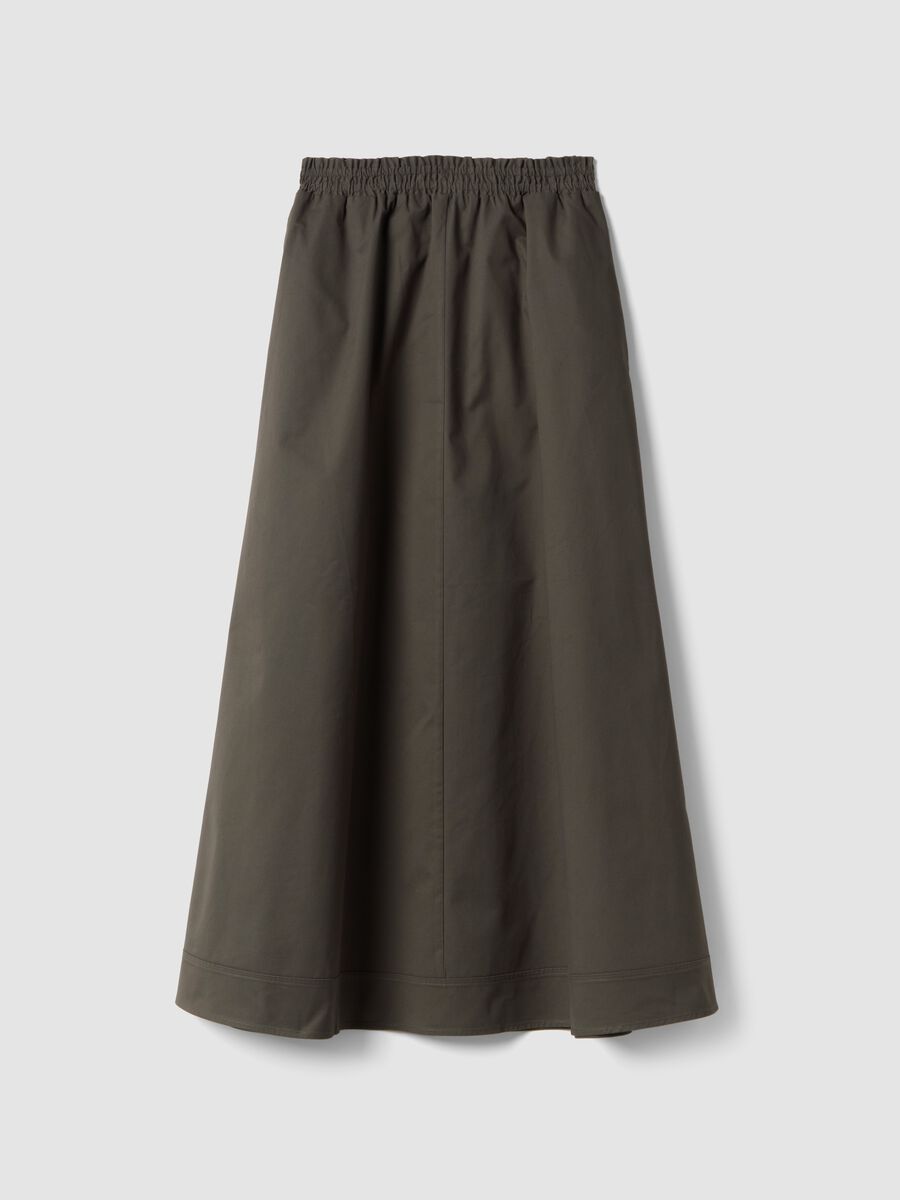 Grey long pure cotton skirt with elastic waistband_4