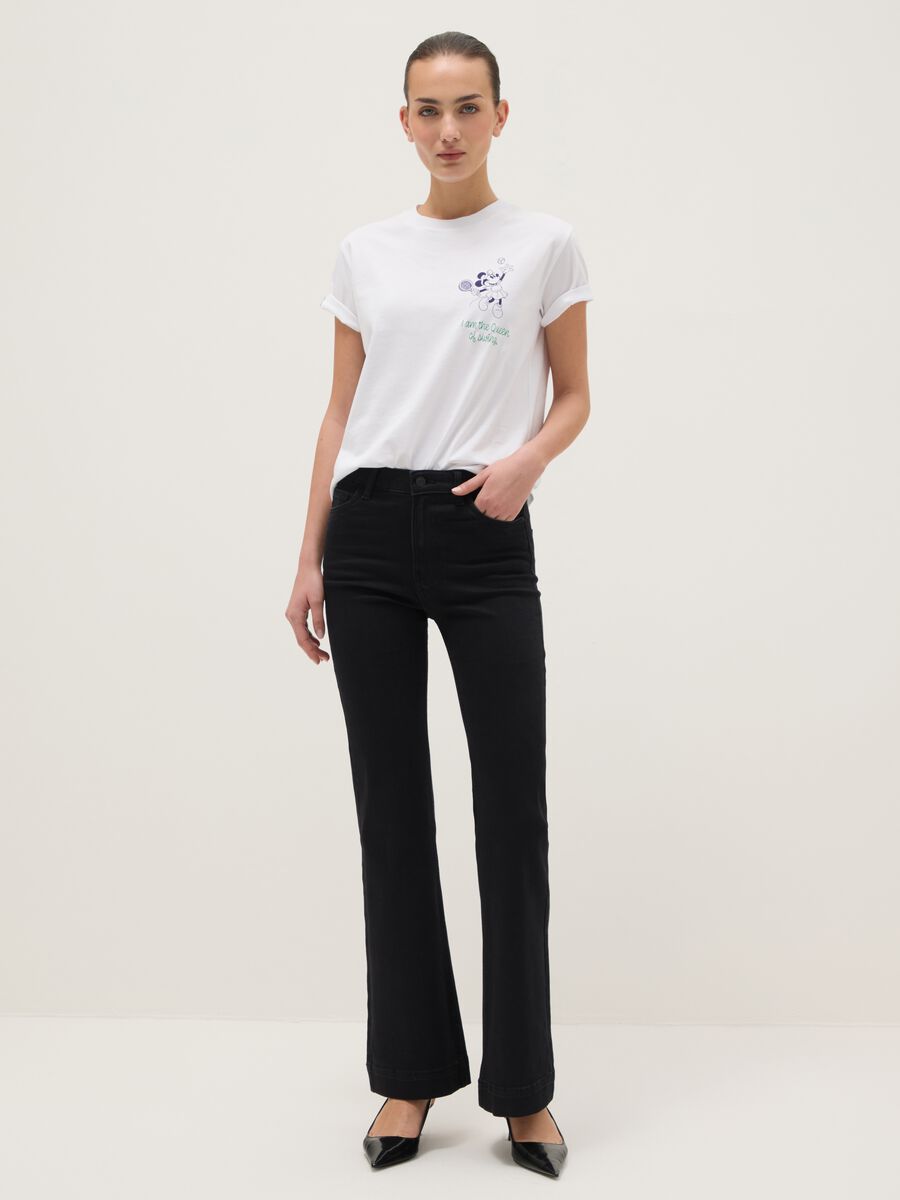 White pure cotton regular fit T-shirt with Minnie print_1