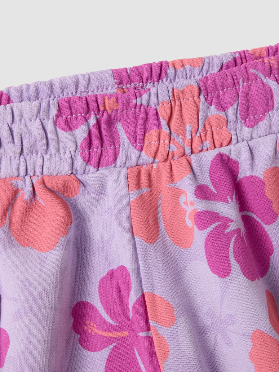 Pink pure cotton floral-print shorts for girls, regular fit_2