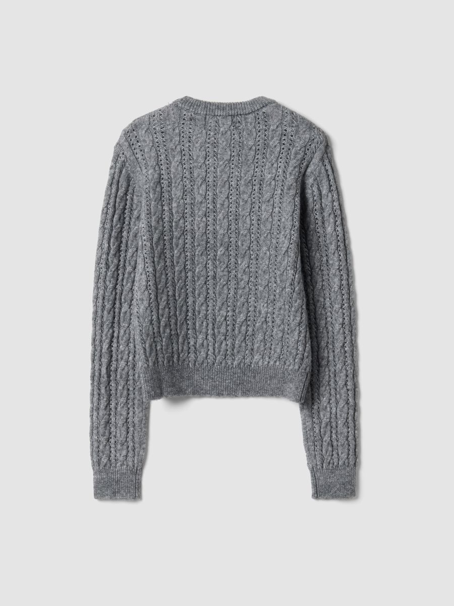 Grey crew-neck cable-knit wool-blend jumper, regular fit_2