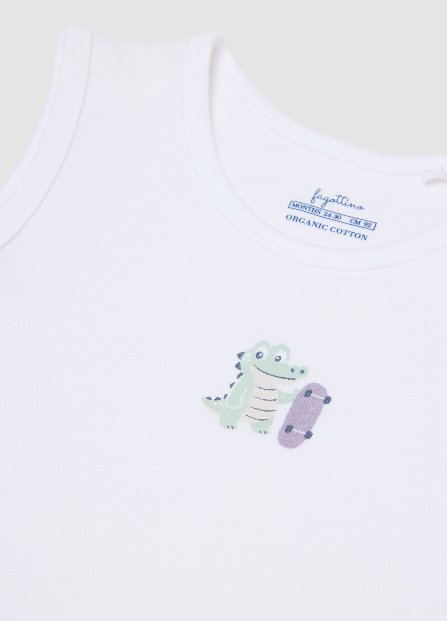2-pack multicolour organic cotton sleeveless vests with print for baby