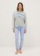 Grey crew neck pyjama top in regular fit cotton blend with print_1