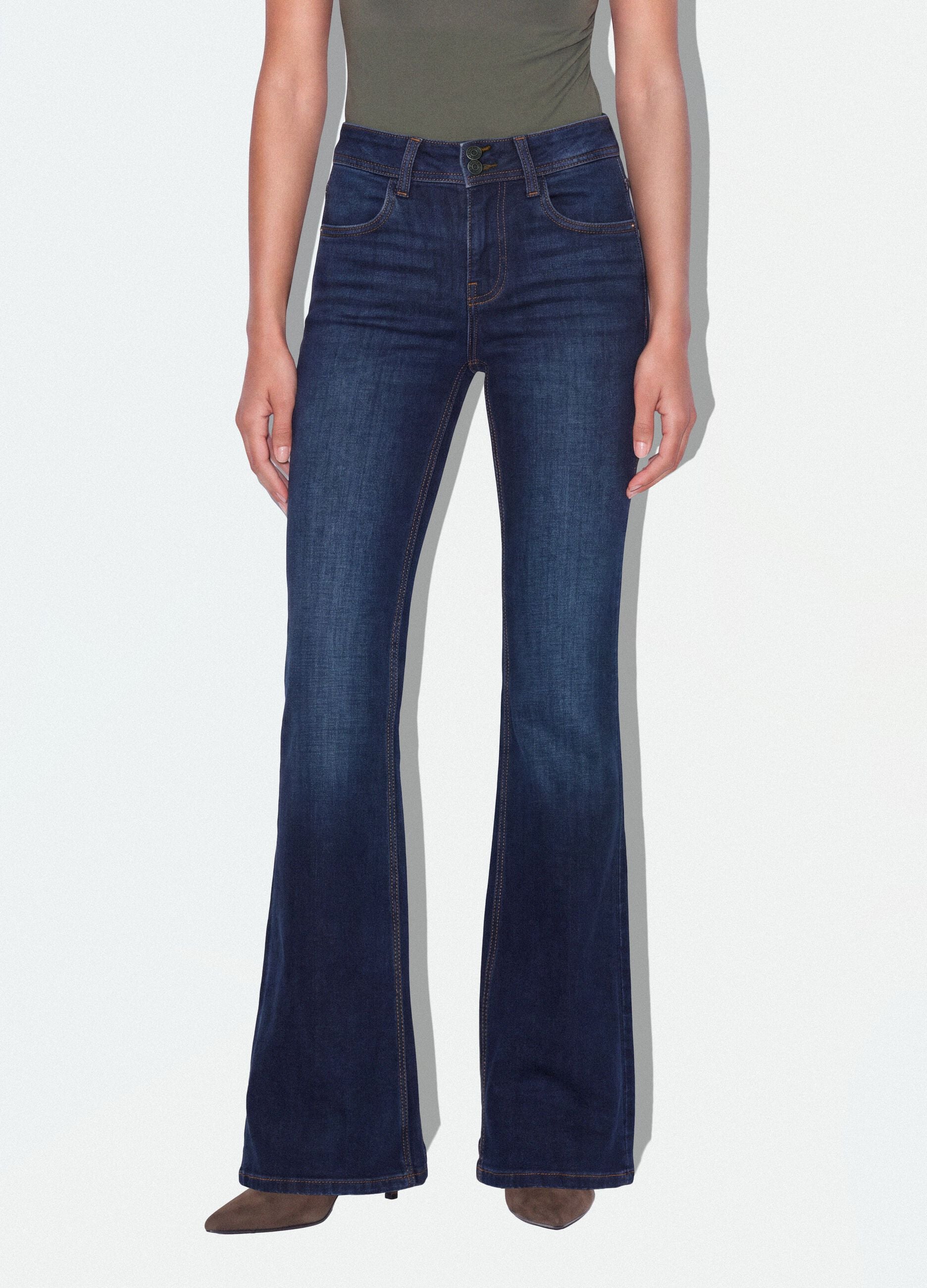 Blue stretch-cotton flared jeans