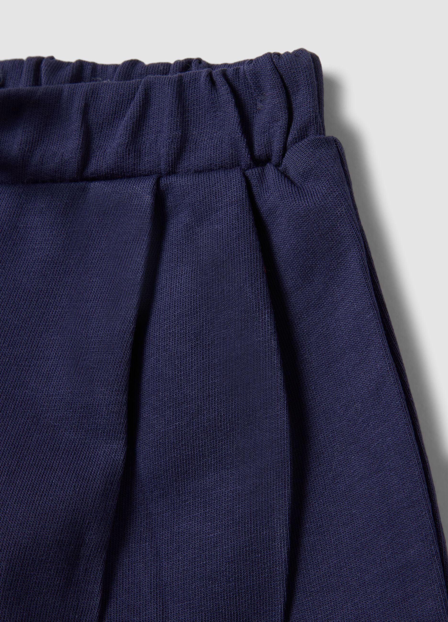 Regular fit blue pure cotton shorts for girls with bow