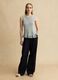 Black and White Regular Fit Knit Top with Frill_1