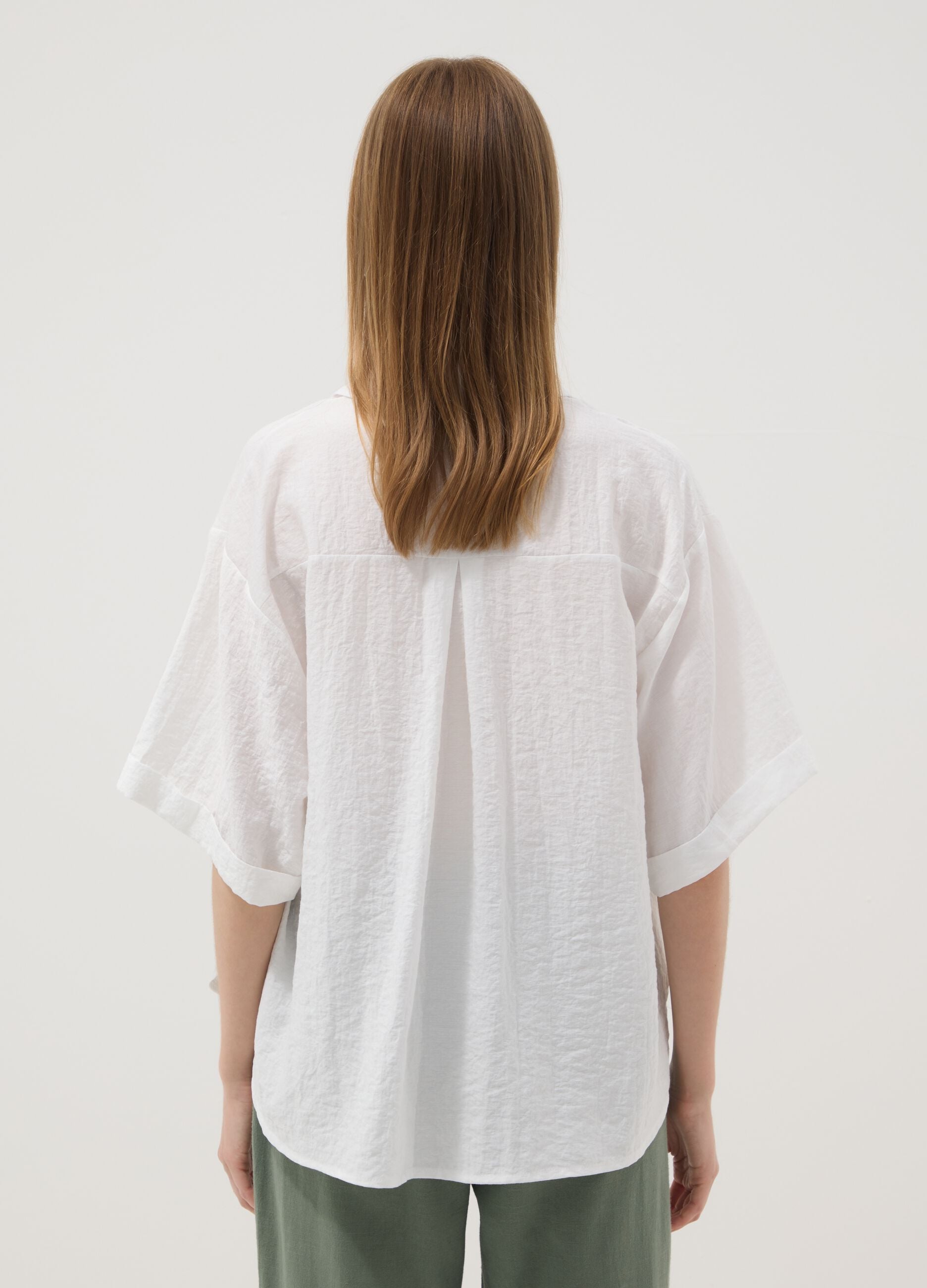 White viscose-blend shirt