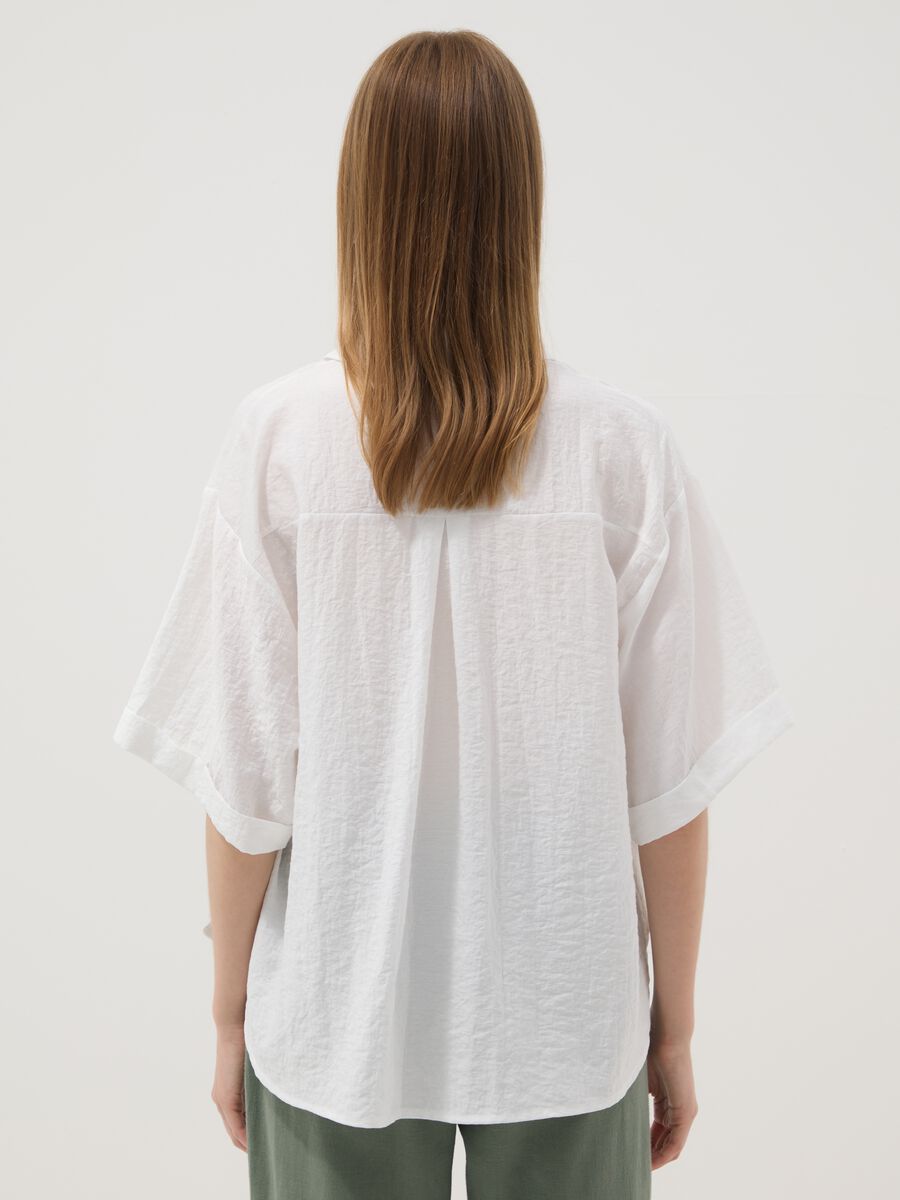 Camicia bianca a maniche lunghe in misto viscosa regular fit_3