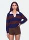 Blue striped viscose-blend polo-collar jumper, regular fit_1