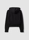 Felpa full zip nera in misto cotone con cappuccio fitted_2