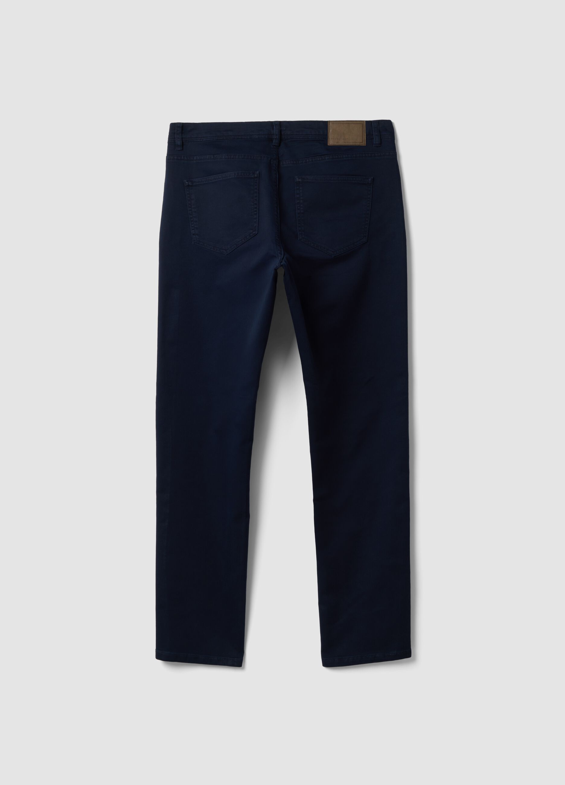 Pantaloni verdi in dobby di cotone elasticizzato slim fit
