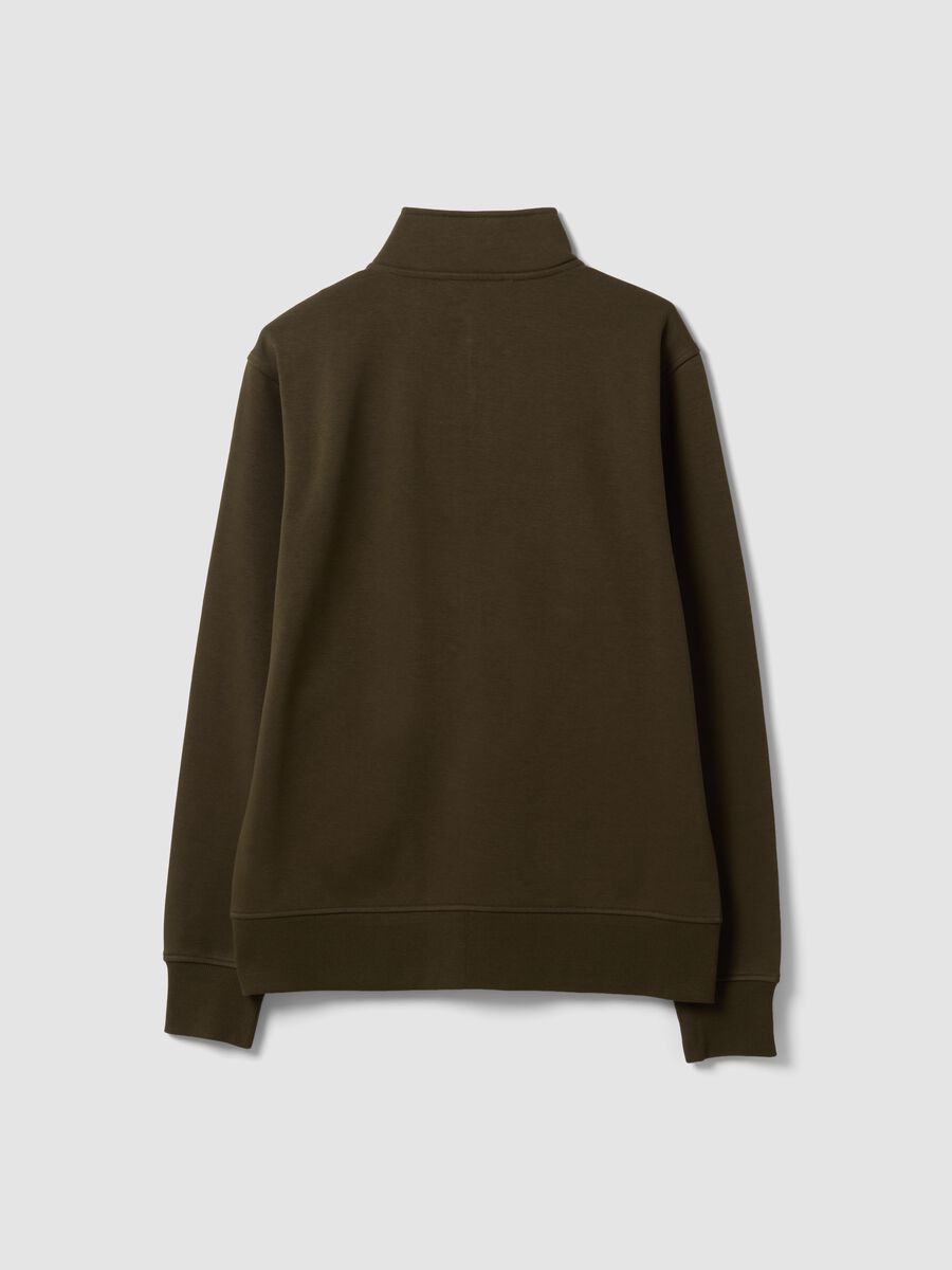 Green cotton-blend sweatshirt with crew neck and zip, regular fit_6