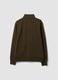 Felpa verde in misto cotone con girocollo e zip regular fit_6