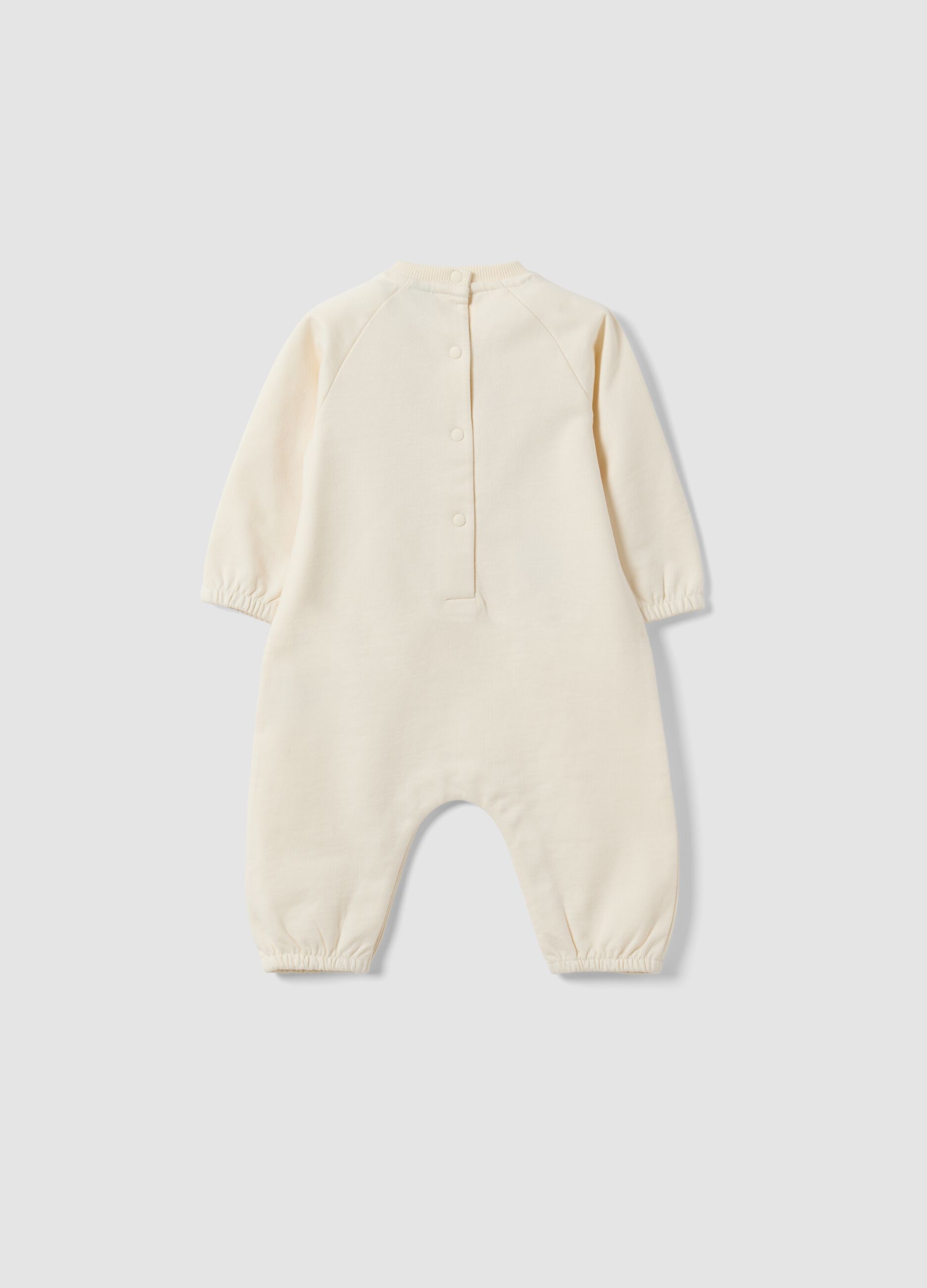White organic cotton baby sleepsuit with Stitch print