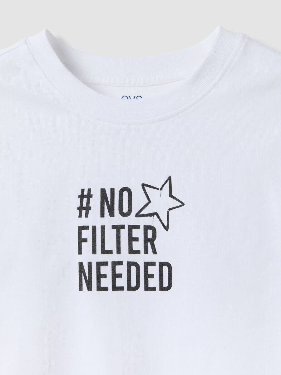 White pure organic cotton T-shirt with graphic for girls_5