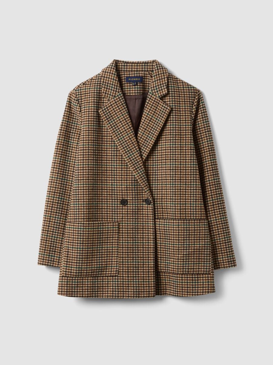 Brown checked wool-blend blazer_1