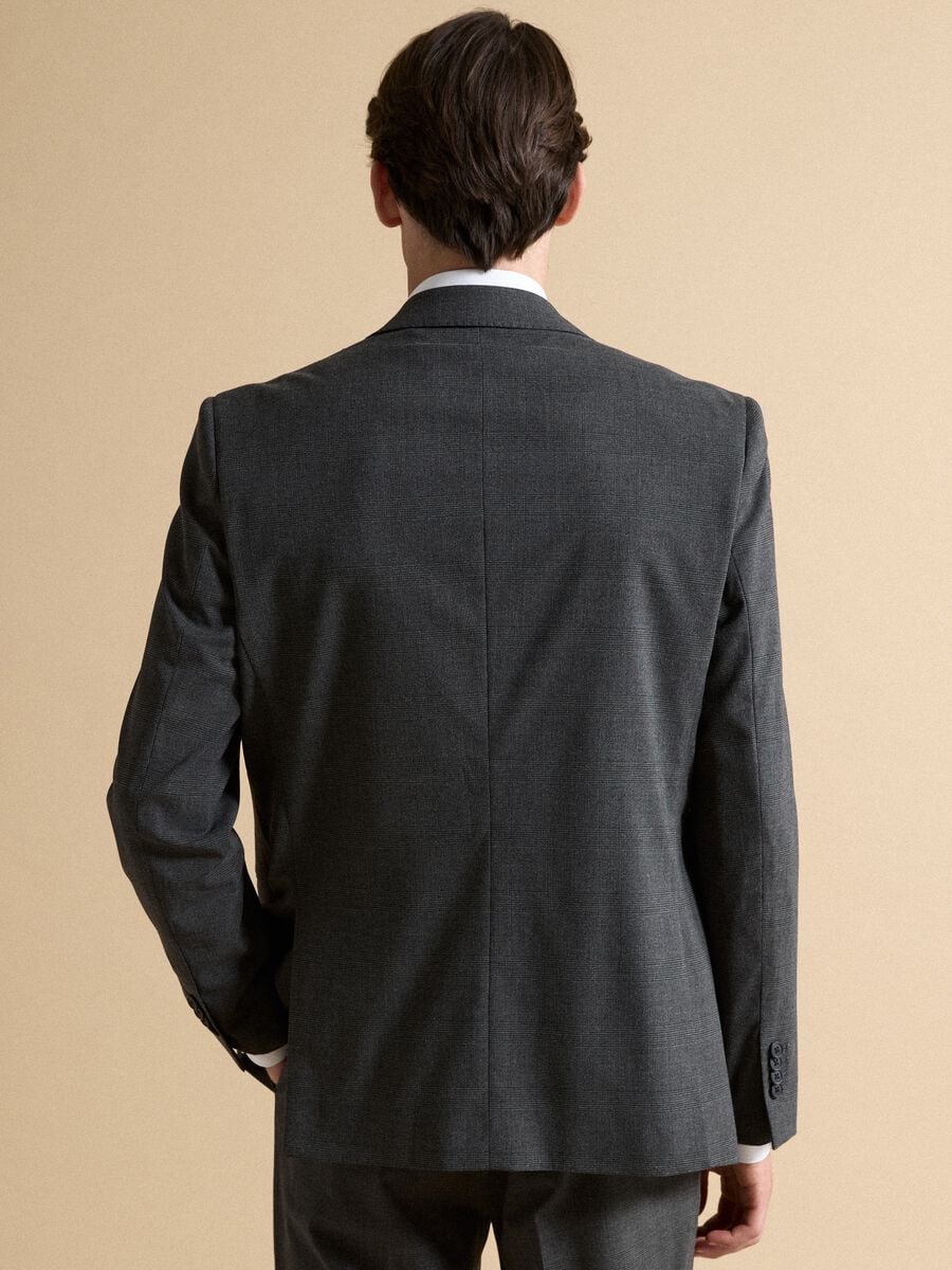 Blazer grigio in viscosa elasticizzata con rever classico slim fit_2