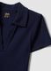 Blue stretch cotton polo shirt with open V-neck, regular fit_6
