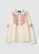 Camicia beige in puro cotone con ricami floreali_5