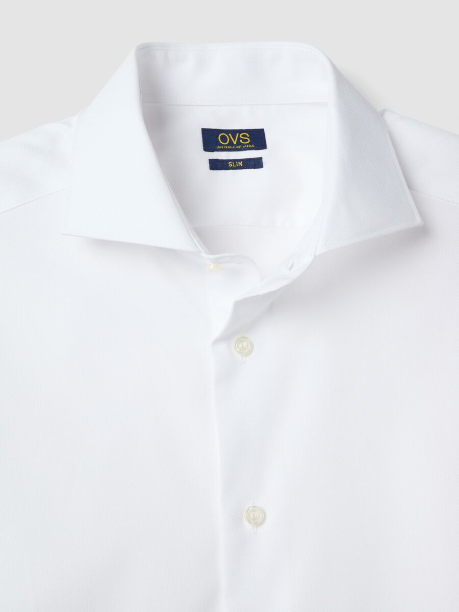 White Long Sleeve Pure Cotton Shirt Slim Fit_5