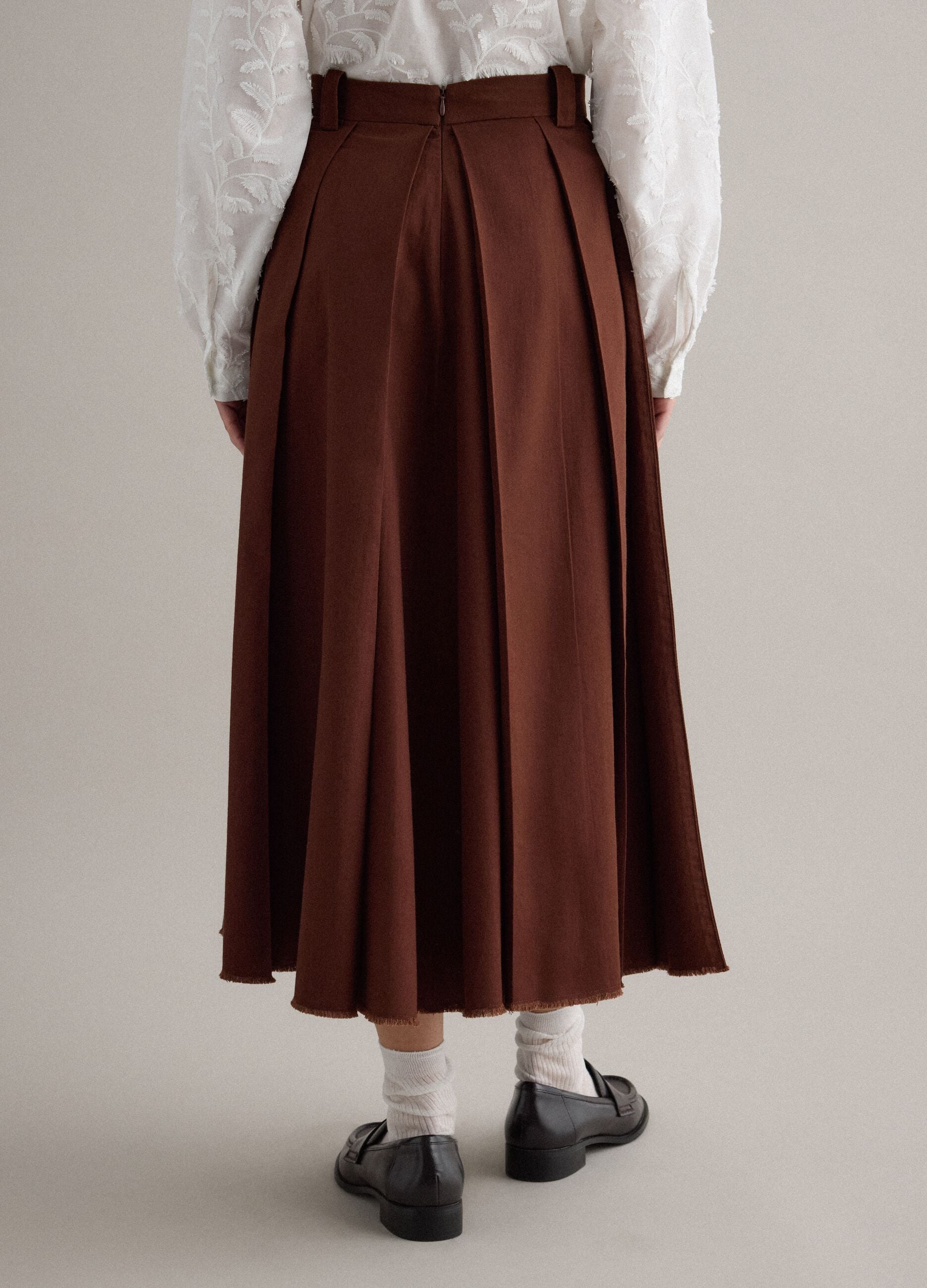 Long brown pure cotton skirt regular fit