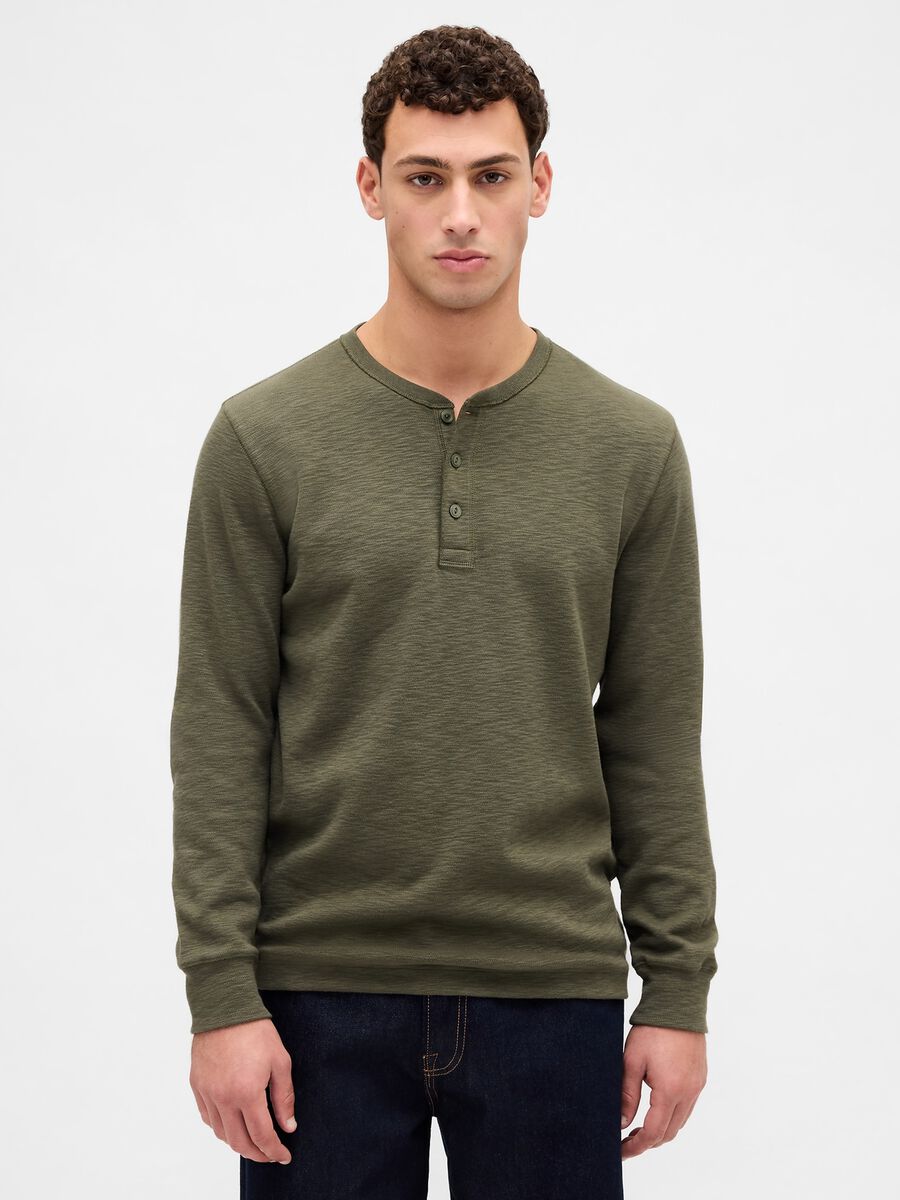Green Long Sleeve Cotton T-shirt_0