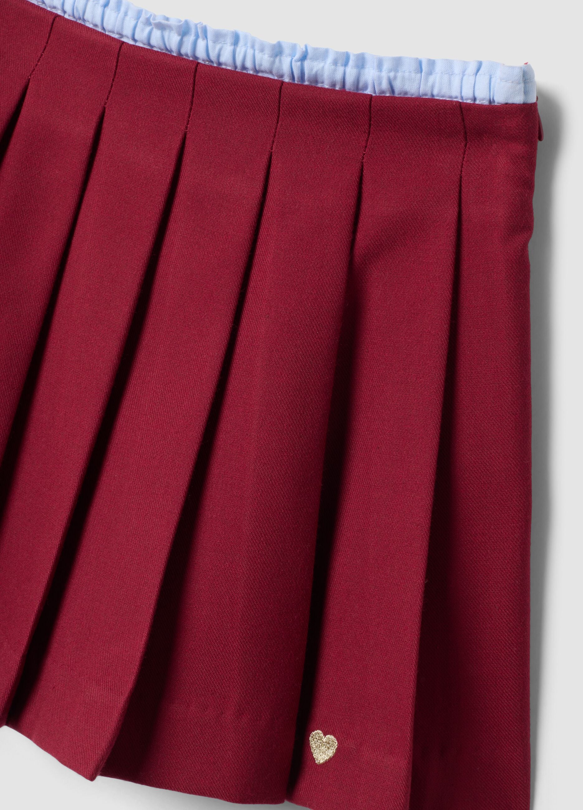 Girls&rsquo; red pleated skirt in stretch viscose