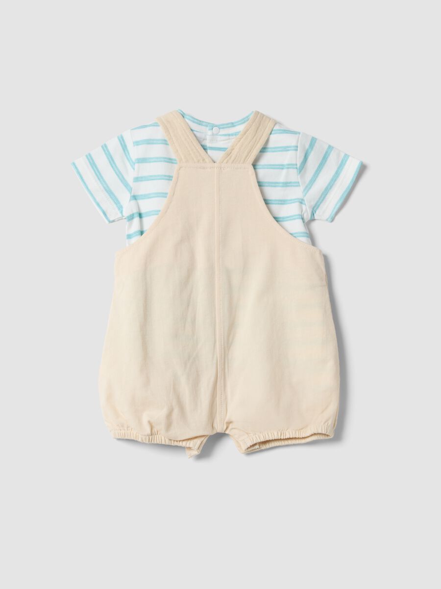 Set t-shirt overall in puro cotone multicolor da neonato relaxed fit_1