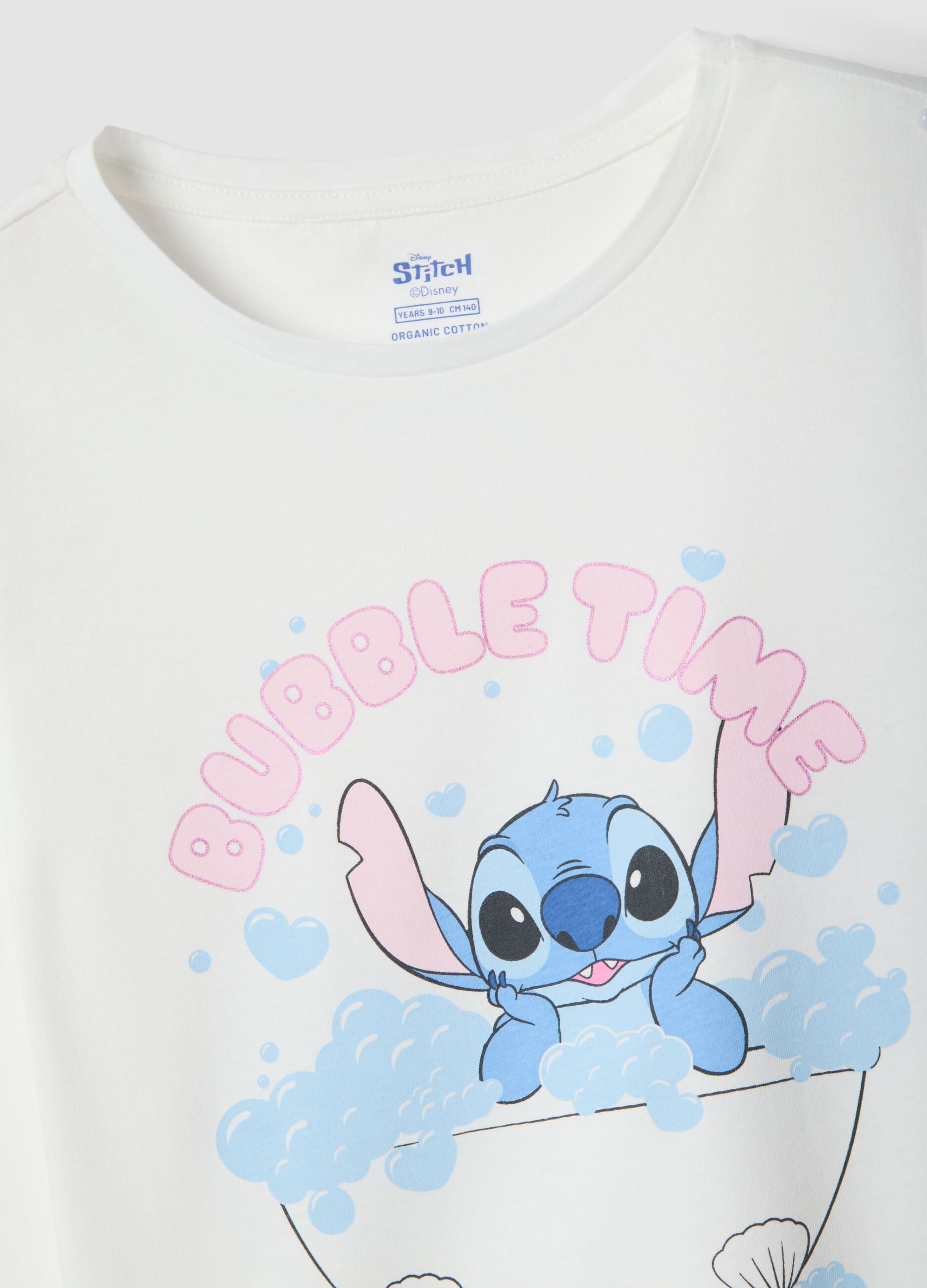 Girls&rsquo; multicolour pure cotton short pyjamas with Stitch