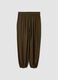 Green pure viscose trousers with elasticated cuffs, regular fit_5